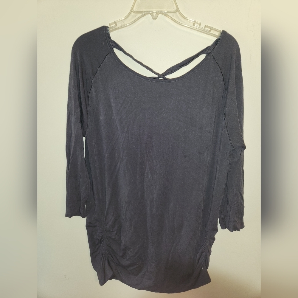 Jilla Gray Workout Top with Crisscross Back